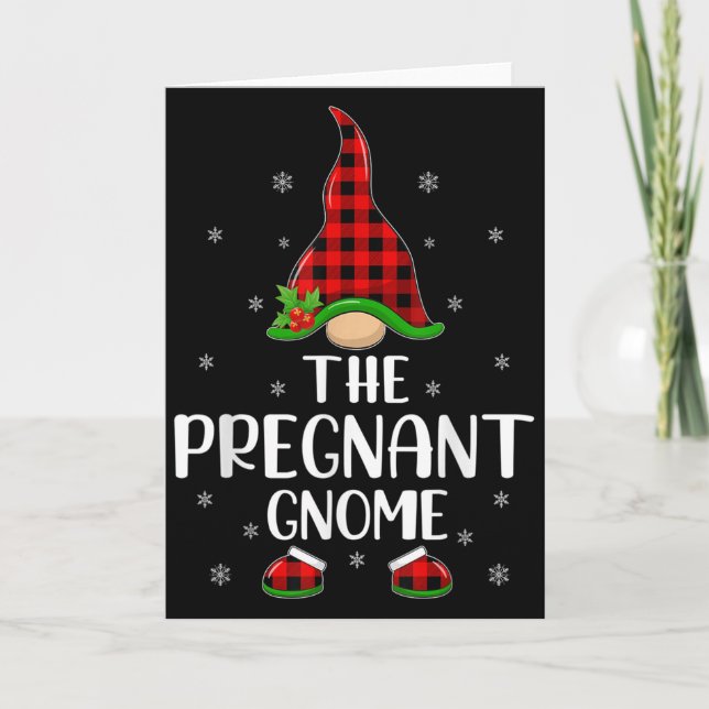 Matching Family Buffalo Plaid The Pregnant Gnome C Karte (Vorderseite)