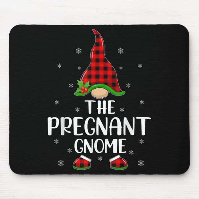 Matching Family Buffalo Plaid The Pregnant Gnome C Mousepad (Vorne)
