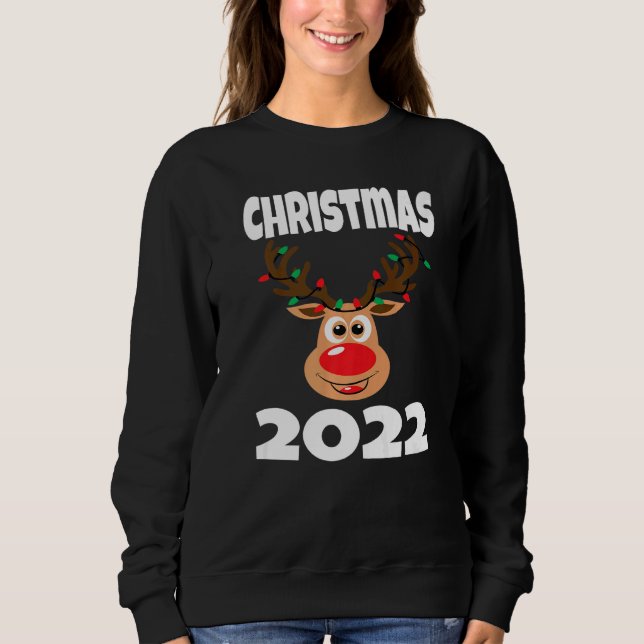 Matching Family Christmas 2022 Cute Reindeer Holid Sweatshirt (Vorderseite)