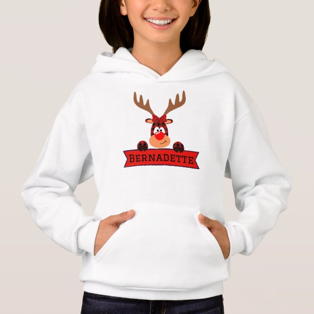 Matching Family Christmas Buffalo Kariert Rentier Hoodie (Vorderseite)