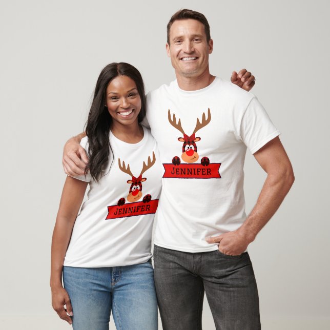 Matching Family Christmas Buffalo Kariert Rentier T-Shirt (Unisex)