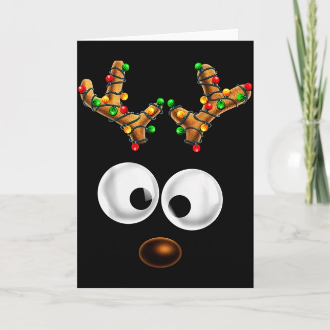 Matching Family Christmas Reindeer Face Christmas  Karte (Vorderseite)