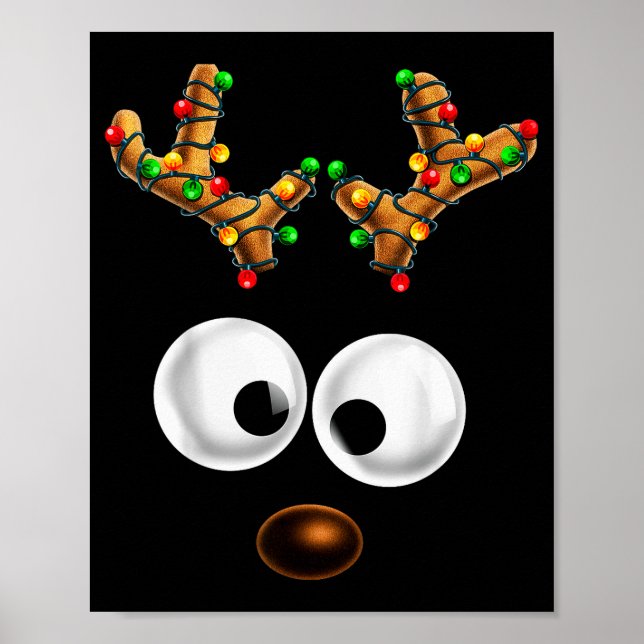 Matching Family Christmas Reindeer Face Christmas  Poster (Vorne)