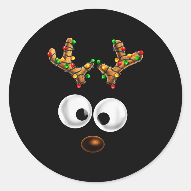 Matching Family Christmas Reindeer Face Christmas  Runder Aufkleber (Vorderseite)