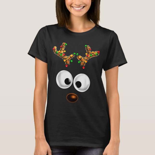 Matching Family Christmas Reindeer Face Christmas  T-Shirt (Vorderseite)