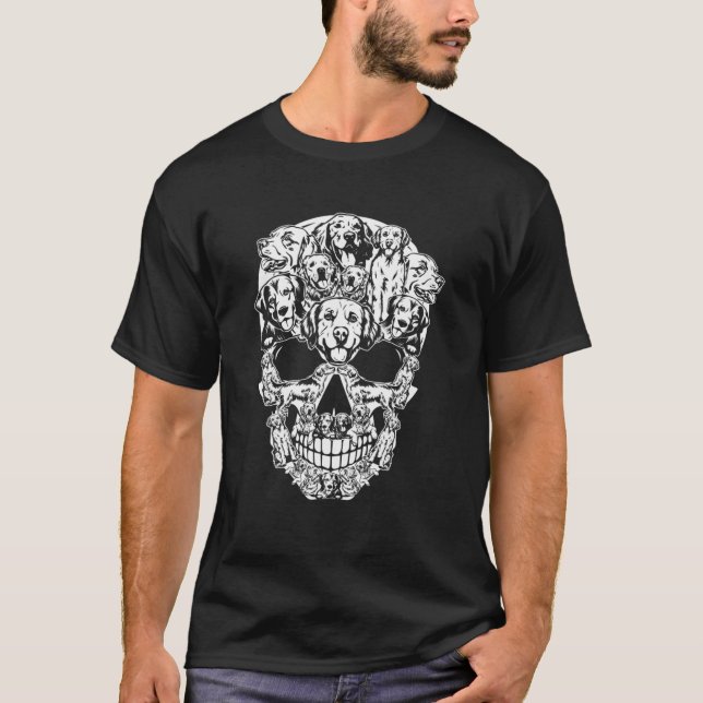 Matching Family Golden Retriever Dog Skull Tracht T-Shirt (Vorderseite)