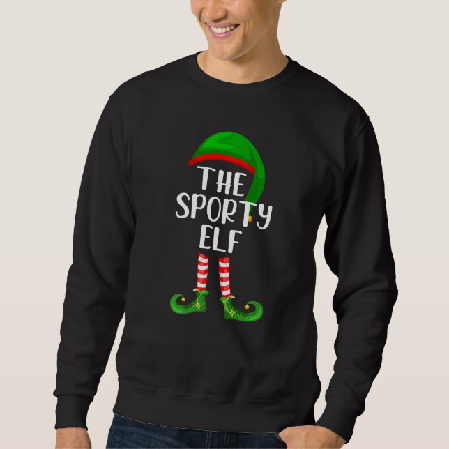 Matching Family Group Christmas The Sporty Elf Sweatshirt (Vorderseite)