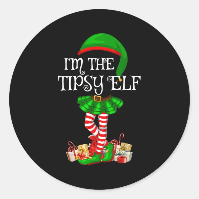 Matching Family Group I'm The Tipsy Elf Christmas  Runder Aufkleber (Vorderseite)