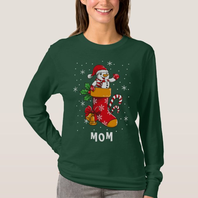 Matching Family Holiday Mama Individuelle Name T-Shirt (Vorderseite)