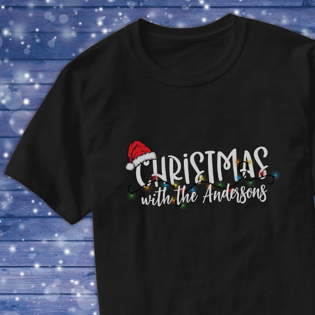 Matching Family String Lights Weihnachtsmannmütze  T-Shirt (Von Creator hochgeladen)