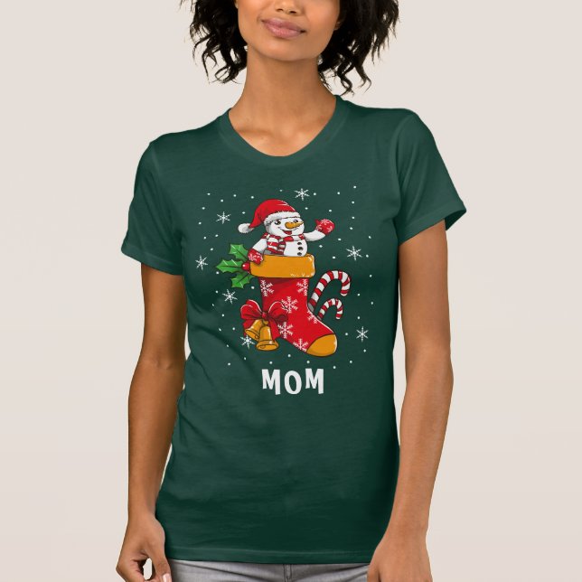 Matching Family Weihnachten Individuelle Name Mama T-Shirt (Vorderseite)