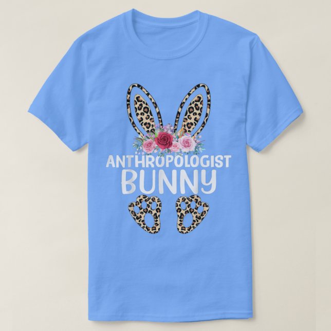 Matching Funny Leopard Print Bunny Anthropologist T-Shirt (Design vorne)