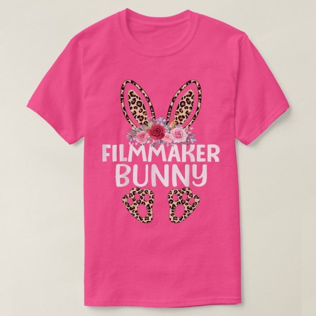 Matching Funny Leopard Print Bunny Filmmaker Easte T-Shirt (Design vorne)