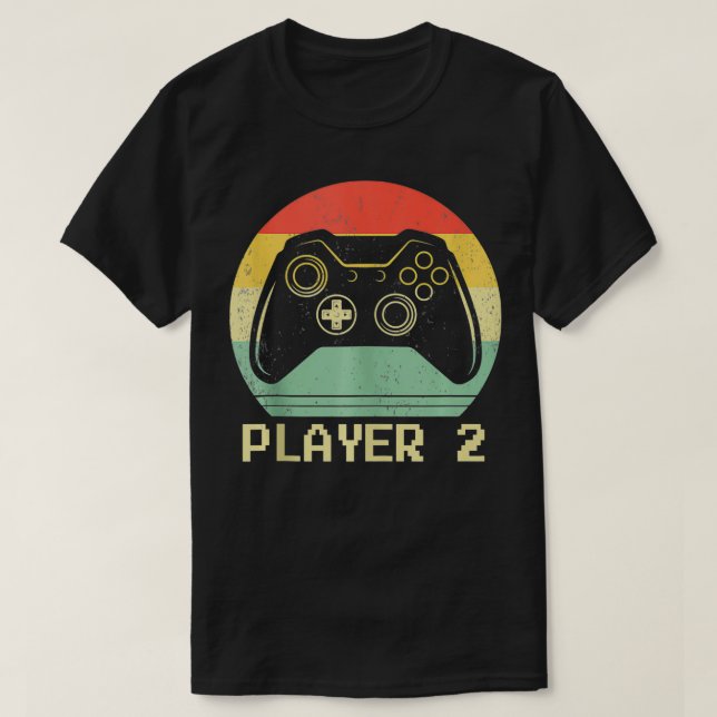 Matching Gamer Couple Player 2 Player 1 Video Game T-Shirt (Design vorne)