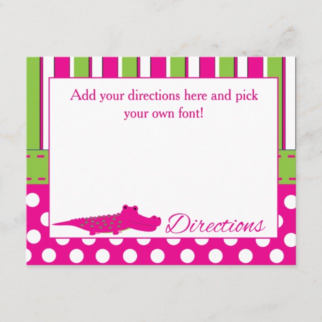 Matching Girl Alligator Direction Card Begleitkarte (Vorderseite)