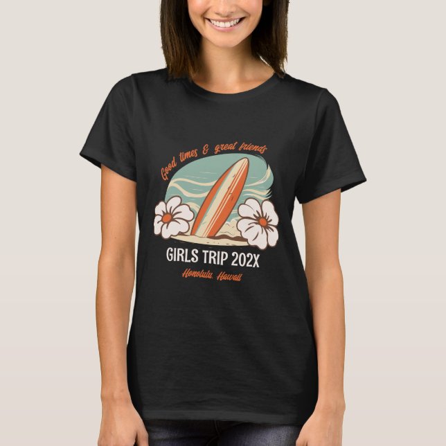 Matching Girls Trip Retro Floral Hawaii Strand T-Shirt (Vorderseite)