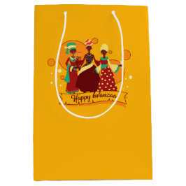 Matching Happy Kwanzaa 3 Ladys Yellow Mittlere Geschenktüte