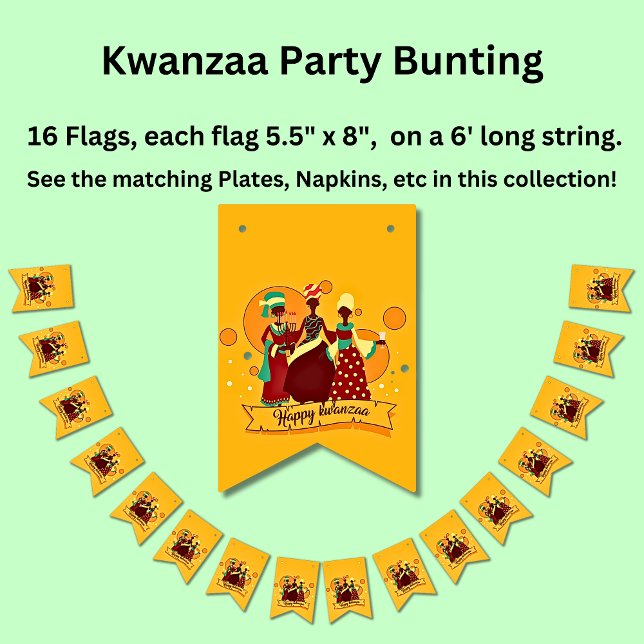 Matching Happy Kwanzaa 3 Ladys Yellow Wimpelkette (Von Creator hochgeladen)