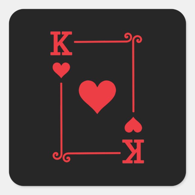 Matching King Hearts Anzug Spielkarten Moderne Quadratischer Aufkleber (Vorderseite)