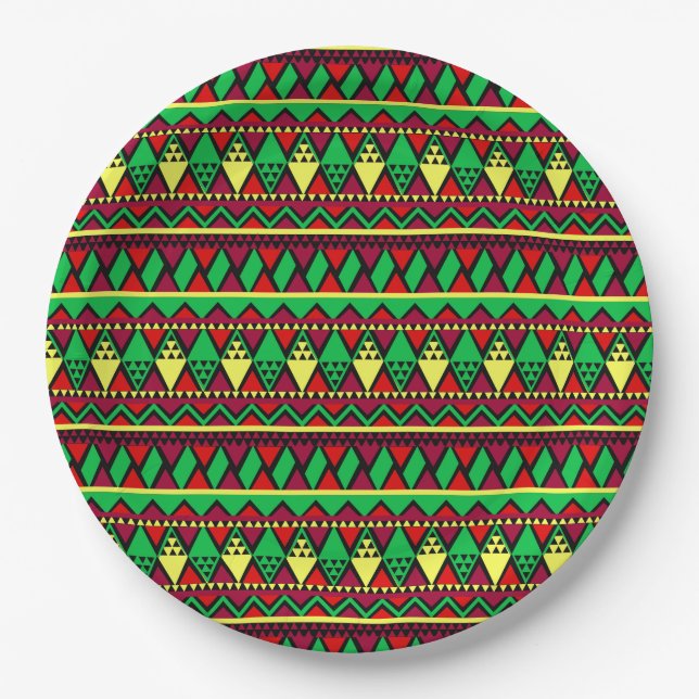 Matching Kwanzaa Yellow Black Green 9" Pappteller (Vorderseite)