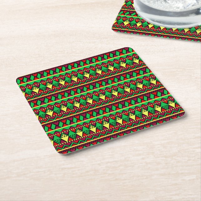 Matching Kwanzaa Yellow Red Black Green Rechteckiger Pappuntersetzer (angewinkelt)