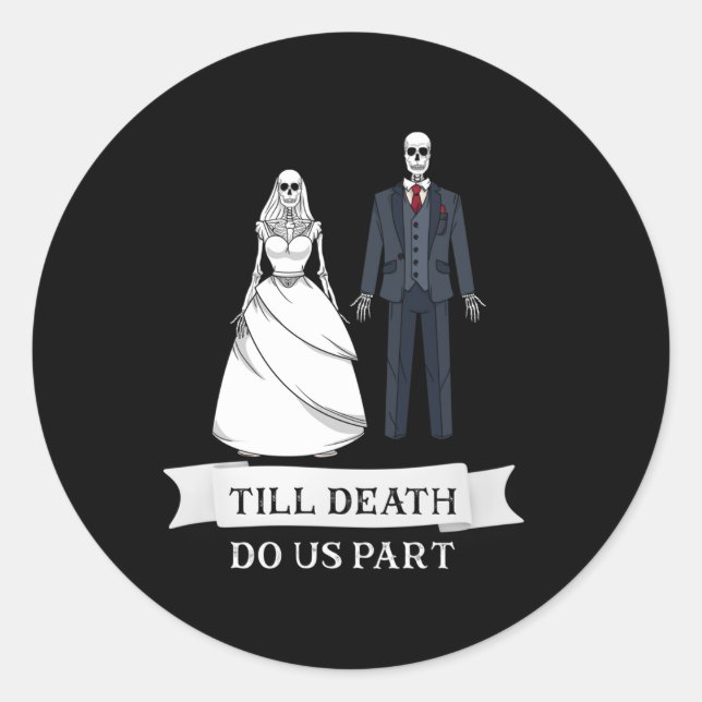 Matching New Bride Groom Til Death Do us Part Runder Aufkleber (Vorderseite)