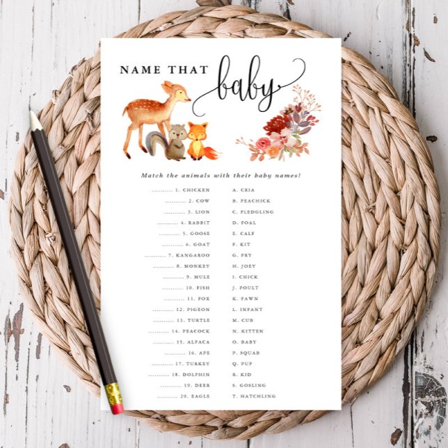 Matching Paper Card für Woodland Animal Baby Flyer (Von Creator hochgeladen)