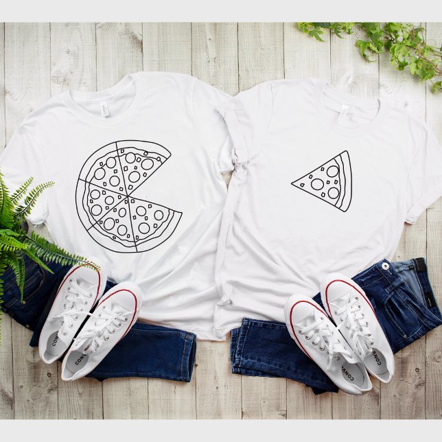 Matching Pizza Slice Funny Couple White T - Shirt (Von Creator hochgeladen)