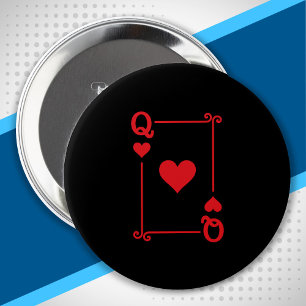 Matching Queen Hearts Anzug Playing Cards Moderne Button