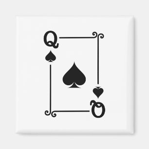 Matching Queen Spades Anzug Playing Cards Moderne Magnet