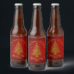 Matching Set Christmas Red Gold Tree Stars Name Bierflaschenetikett<br><div class="desc">Bierflaschen Labels - Frohe Weihnachten - Ändern Sie die Nachricht und den Namen / Jahr auf diesem Roten mit Gold Tree and Stars Design - - - - - - In meinem Shop finden Sie weitere Artikel mit diesem Design inklusive Teller, Napkins, Untersetzer, Balloons, Bunting, Desserts, Gefallen Boxen und viele...</div>