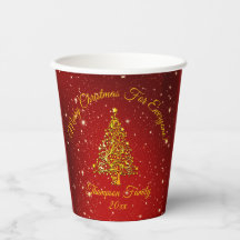 Matching Set Christmas Red Gold Tree Stars Name