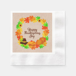 Matching Set Erntedank Green Gold Hat Cocktail Serviette