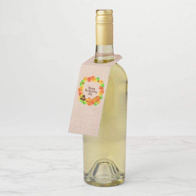 Matching Set Erntedank Green Gold Kranz Hat Flaschenanhänger (Angewinkelt)