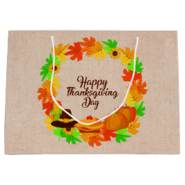 Matching Set Erntedank Green Gold Kranz Hat Große Geschenktüte