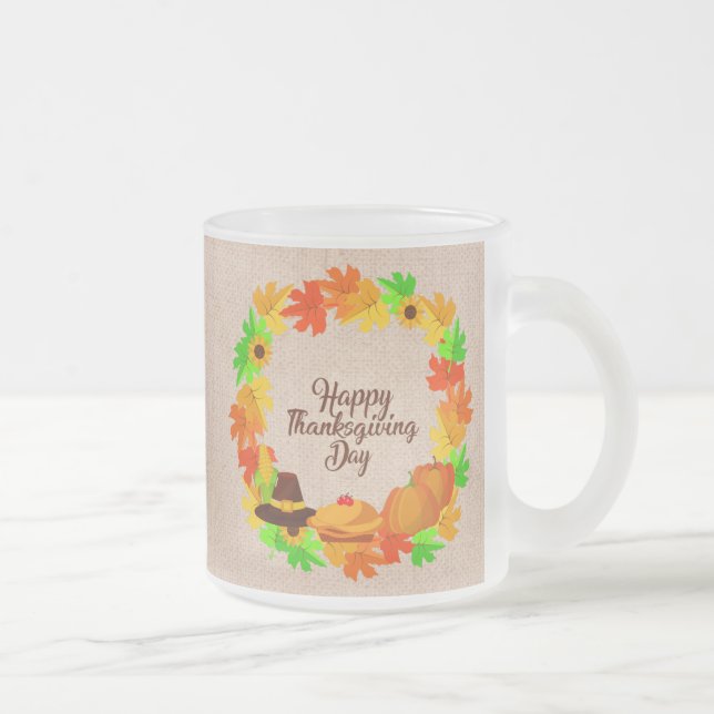 Matching Set Erntedank Green Gold Kranz Hat Mattglastasse (Rechts)