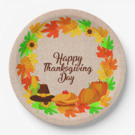 Matching Set Erntedank Green Gold Kranz Hat Pappteller