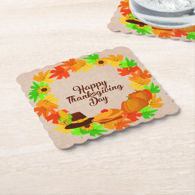 Matching Set Erntedank Green Gold Kranz Hat Untersetzer (angewinkelt)