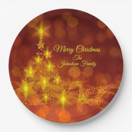 Matching Set Gold Stars Tree Change Name 9" Pappteller