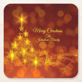 Matching Set Gold Stars Tree Change Name Rechteckiger Pappuntersetzer