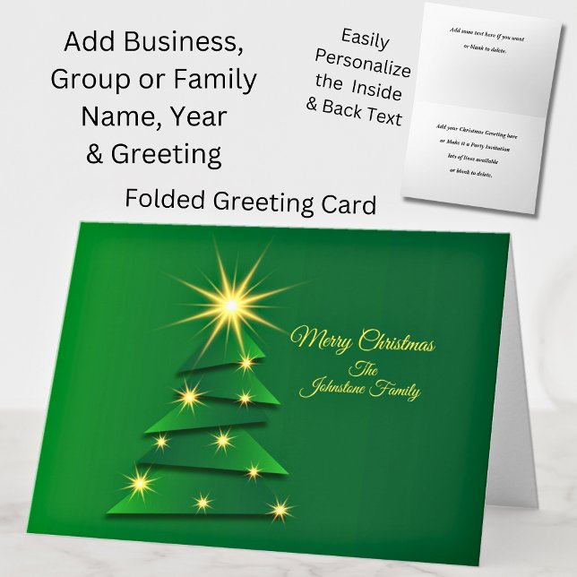Matching Set Green Christmas Tree Change Name Karte (Von Creator hochgeladen)