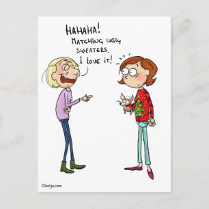 Matching Ugly Sweaters Postcard Postkarte
