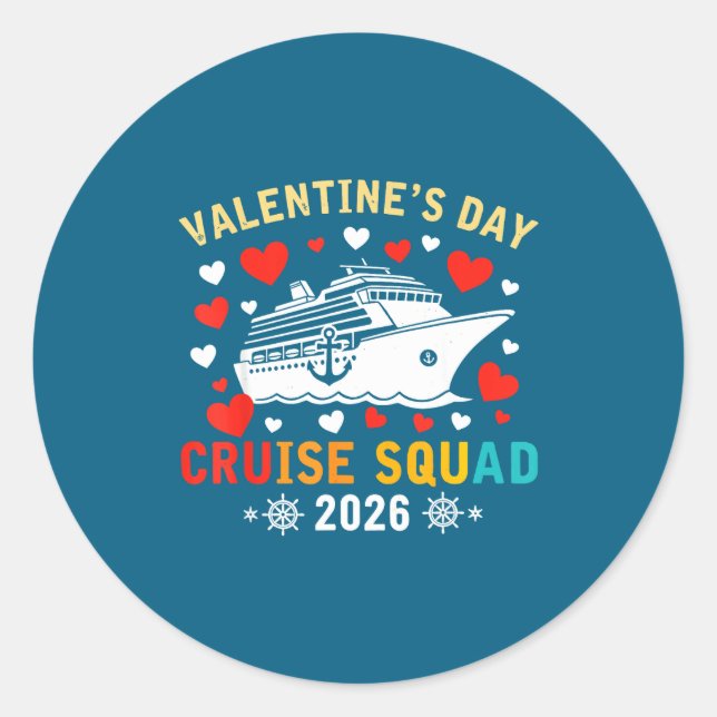 Matching Valentines Cruise Squad 2026 Cruise Ship  Runder Aufkleber (Vorderseite)