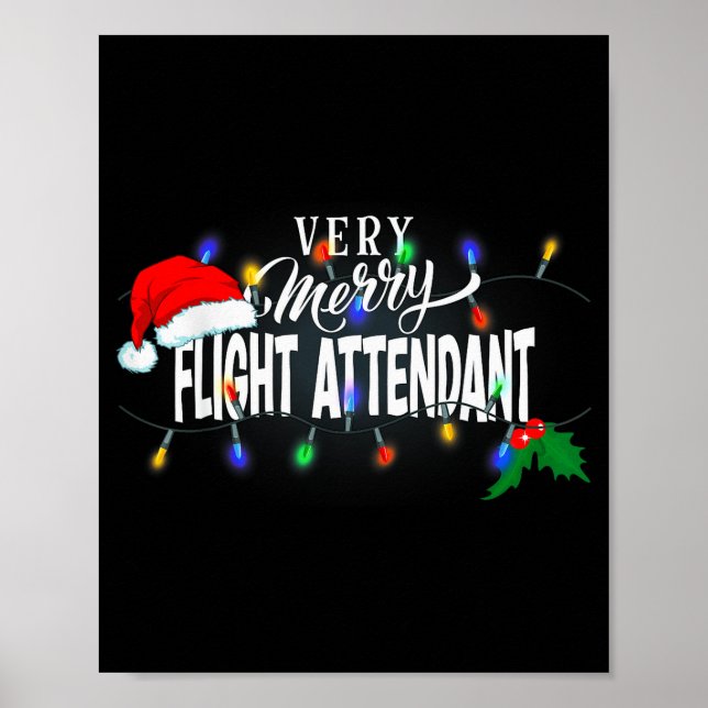 Matching Very Merry Flight Attendant Christmas  Poster (Vorne)