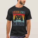 Matching Video Game Birthday Vintag Sister Level T-Shirt<br><div class="desc">Matching Video Game Geburtstag Vintage Schwester Level entsperrt.</div>