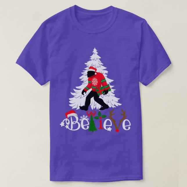 Matching Weihnachten Pajamas Familie Bigfoot glaub T-Shirt (Design vorne)