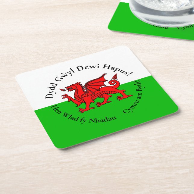 Matching Welsh Dragon St David's Day Rechteckiger Pappuntersetzer (angewinkelt)