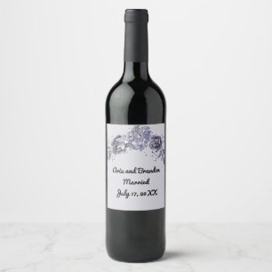 Matching Wine Label für Hochzeit in Slate Blue Weinetikett
