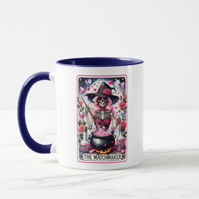 Matchmaker Skeleton Funny Tarot Card Tasse (Links)