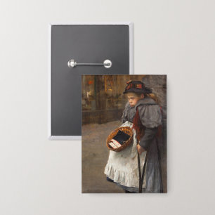 Matchstick Girl Poor Street Urchin Urban Poverty Button